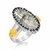 Black Spinel and Rutilated Quartz Oval Fleur De Lis Ring in 18k Yellow Gold and Sterling Silver