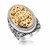Oval Scrollwork and Dot Motif Ring in 18K Yellow Gold and Sterling Silver