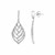 Leaf Motif Drop Earrings with Cubic Zirconia in Sterling Silver
