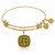 Expandable Yellow Tone Brass Bangle with Four Leaf Clover Luck Symbol