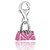 Handbag Pink Enameled Charm With Crystal Accented Lock in Sterling Silver
