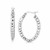 Textured Diamond Cut Thick Oval Hoop Earrings in Rhodium Plated Sterling Silver
