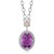 Oval Amethyst Pendant Necklace in 18K Yellow Gold and Sterling Silver