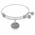 Expandable White Tone Brass Bangle with Niece Symbol