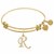 Expandable Yellow Tone Brass Bangle with R Symbol with Cubic Zirconia
