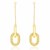 Polished and Woven Oval Motif Dangling Earrings in 14k Yellow Gold