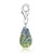 Teardrop Blue and Lime Tone Crystal Encrusted Charm in Sterling Silver