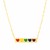 14k Yellow Gold Bar Necklace with Rainbow Enamel Hearts