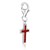 Cross Red Tone Crystal Embellished Charm in Sterling Silver