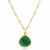 Wide Teardrop Green Onyx Pendant in Yellow Gold Plated Sterling Silver