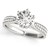 Six Prong 14k White Gold Round Diamond Engagement Ring with Pave Band (1 5/8 cttw)