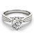 Six Prong 14k White Gold Round Diamond Engagement Ring with Pave Band (1 5/8 cttw)