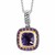 Amethyst and Sapphire Square Pendant in 18K Yellow Gold and Sterling Silver