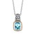 Fancy Necklace with Rectangular Blue Topaz Pendant in 18k Yellow Gold and Sterling Silver