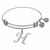 Expandable White Tone Brass Bangle with H Symbol with Cubic Zirconia
