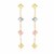 Faceted Diamond Shape Station Chain Dangling Earrings in 14k Tri-Color Gold