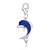 Dolphin Blue Tone Crystal Encrusted Charm in Sterling Silver