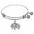 Expandable White Tone Brass Bangle with Elephant Symbol with Cubic Zirconia