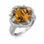 Cushion Whisky Quartz and Diamond Style Motif Ring in 18k Yellow Gold and Sterling Silver
