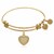 Expandable Yellow Tone Brass Bangle with Heart with Cubic Zirconia