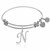 Expandable White Tone Brass Bangle with N Symbol with Cubic Zirconia