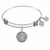 Expandable White Tone Brass Bangle with St. Christopher Protection Symbol