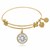 Expandable Yellow Tone Brass Bangle with Cubic Zirconia April Birthstone