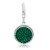 Round Dark Green Tone Crystal Encrusted Charm in Sterling Silver