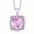 Fancy  Pendant with Pink Amethyst and White Sapphire Fleur De Lis Square Pendant in Sterling Silver