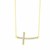 Diamond Accented Curved Cross Necklace in 14k Yellow Gold (.07ct)