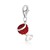Wine Glass Red Tone Crystal Encrusted Charm in Sterling Silver