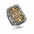 Rounded Rectangle Scrollwork Motif Ring in 18K Yellow Gold and Sterling Silver
