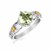 Square Green Amethyst Fluer De Lis Ring in 18k Yellow Gold and Sterling Silver