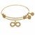 Expandable Yellow Tone Brass Bangle with Infinity Symbol with Cubic Zirconia