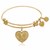 Expandable Yellow Tone Brass Bangle with Heart Symbol
