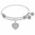 Expandable White Tone Brass Bangle with Heart with Cubic Zirconia