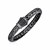 Wide Woven Bracelet with Black Sapphires and Black Finish in Sterling Silver