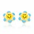 Smiley Face Flower Post Earrings in 14k Yellow Gold
