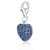 Heart Blue Tone Crystal Accented Charm in Sterling Silver
