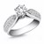 Cathedral Double Row Pave Diamond Engagement Ring Mounting in 14k White Gold