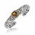 Cushion Smokey Quartz Embellished Baroque Open Bangle in 18k Yellow Gold and Sterling Silver
