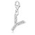 Letter Y White Tone Crystal Studded Charm in Sterling Silver