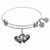 Expandable White Tone Brass Bangle with Two Hearts One Love Symbol