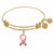Expandable Yellow Tone Brass Bangle with Awareness and Support Ribbon Symbol