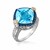 Blue Topaz,  Iolite,  and Diamond Cushion Ring in 18k Yellow Gold and Sterling Silver (.23 cttw)