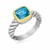 Cushion Blue Topaz Cable Shank Style Ring in 18k Yellow Gold and Sterling Silver
