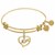 Expandable Yellow Tone Brass Bangle with Mom In Heart Symbol