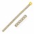 14k Two Tone Gold 8 1/2 inch Wide Curb Chain Bracelet with White Pave (13.50 mm)