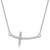 Diamond Accented Curved Cross Necklace in 14k White Gold (.11cttw)