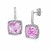 Pink Amethyst and White Sapphires Fleur De Lis Drop Earrings in Sterling Silver